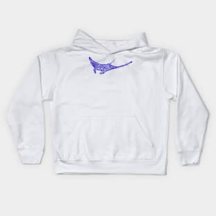 Manta ray ultramarine blue tattoo pale gray background Kids Hoodie